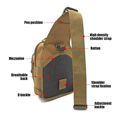 Tactical Shoulder Backpack: Waterproof EDC Sling Bag for Hiking, Camping, Concealed Carry, and Hunting Daypack