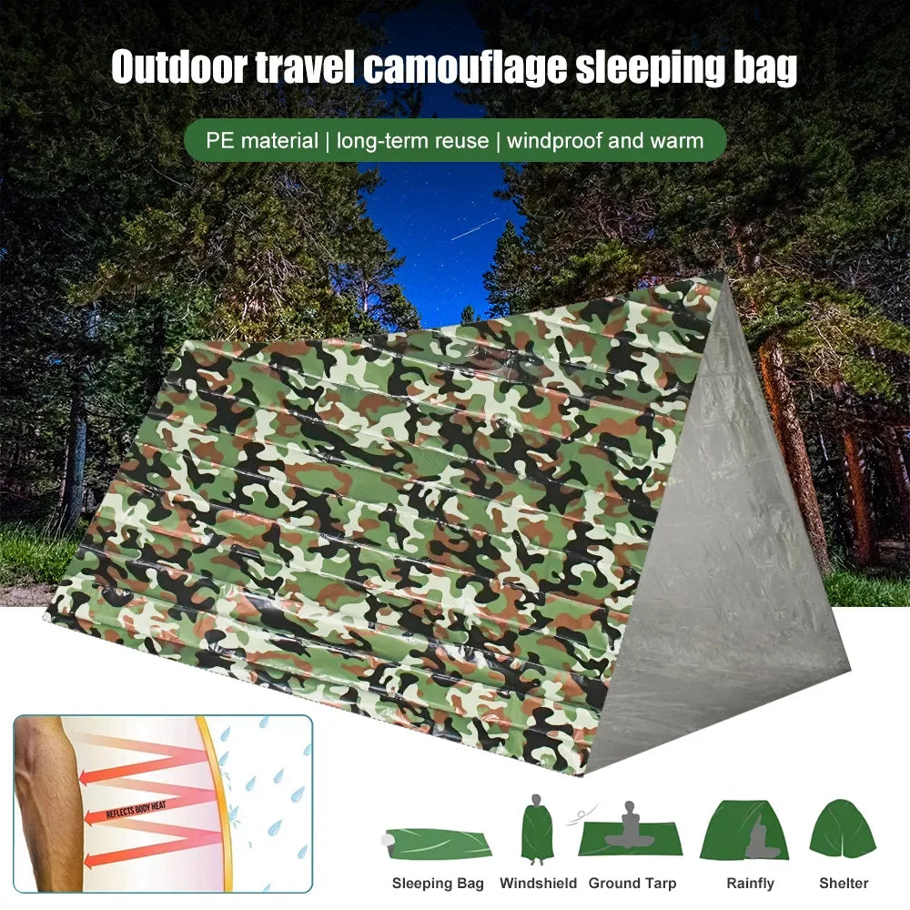 PE Emergency Sleeping Bag: Waterproof, Portable Survival Bag (120x200cm) for Outdoor Camping and Hiking