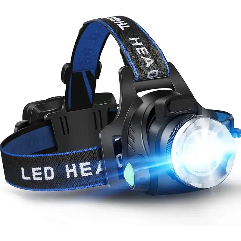 Powerful Rechargeable LED Headlamp: Telescopic Zoom, Waterproof, High Lumen Head Torch for Outdoor Use