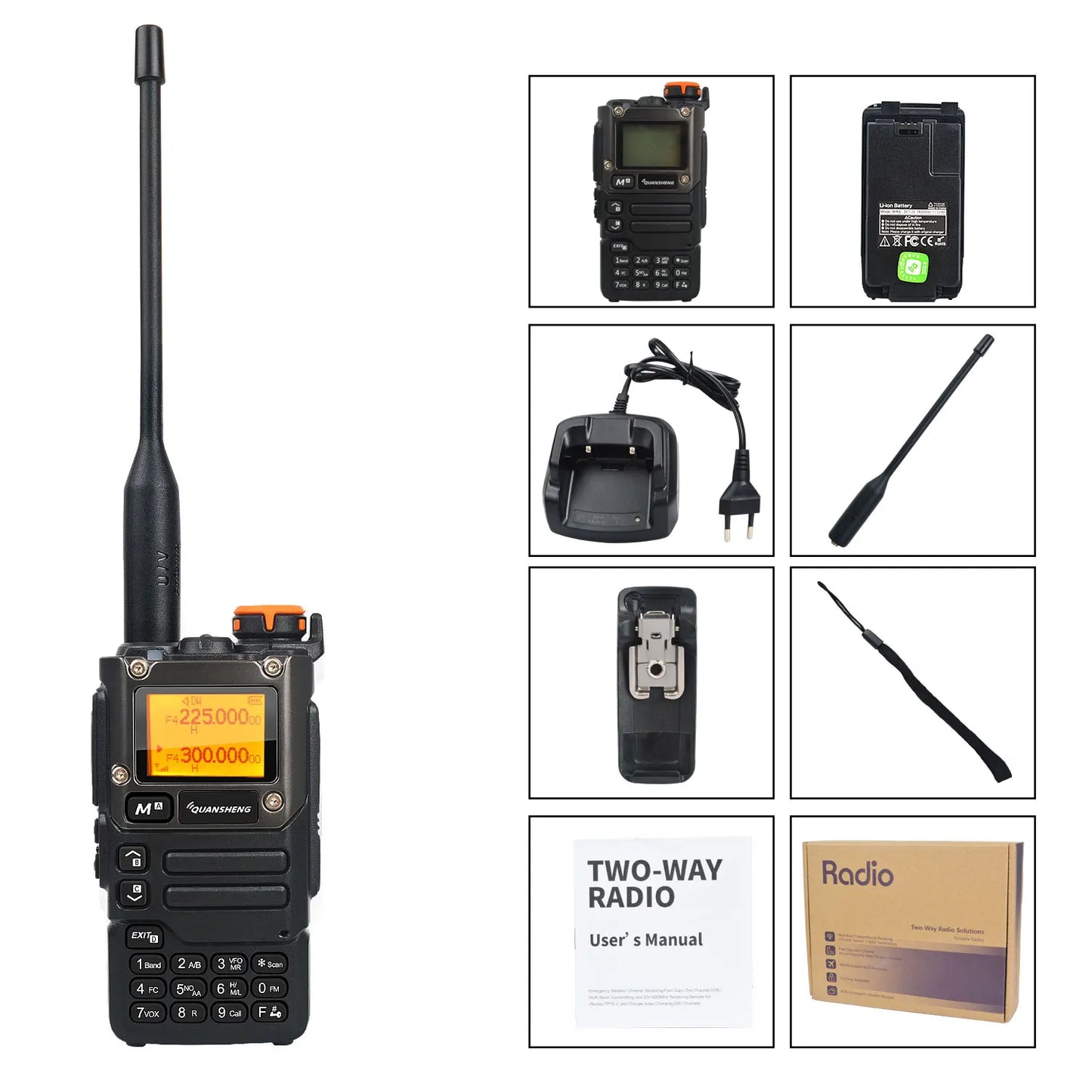 Quansheng UV-K5(8) Walkie Talkie: Multi-Band 136-600MHz, Air Band Rx, DTMF Scrambler, Frequency Scan, FM Radio