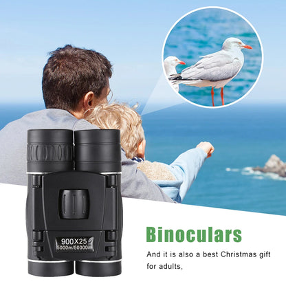 900x25 HD Zoom Binoculars: Portable, Long Range BAK4 Telescope, Folding, Low Light for Hunting and Camping